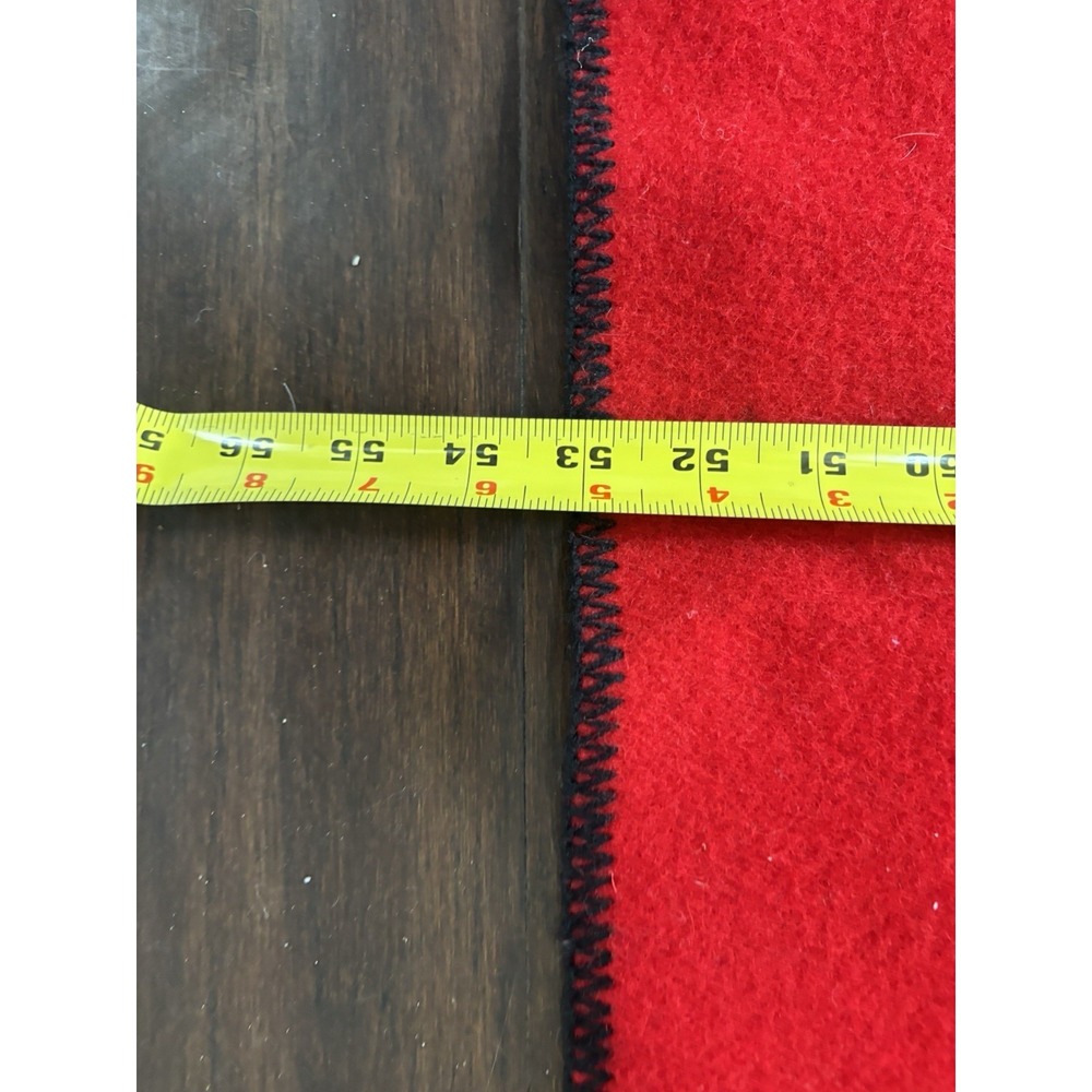 Red And Black Stripe Wool Blanket 53x67"Vintage - Picture 4 of 6
